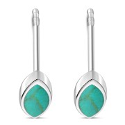 Turquoise Lens Shaped Sterling Silver Stud Earrings